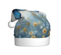 EdsfFehs Cappello di Natale blu con stampa di farfalle e nuvole,Copricapo per le vacanze per Capodanno, festa di Natale, decorazioni cosplay