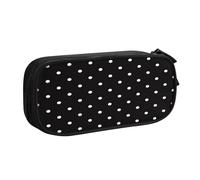 EdsfFehs Cassa bianca della matita della chiusura lampo di doppio strato della stampa del modello del punto di grande capacità, multi portatile, Nero , Taglia unica, Set di zaini per la scuola