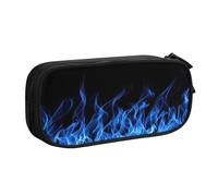 EdsfFehs Cassa blu della matita della chiusura lampo di doppio strato della stampa della fiamma di grande capacità, multi portatile del, Nero , Taglia unica, Set di zaini per la scuola