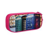 EdsfFehs Cassa britannica della cassa della chiusura lampo di doppio strato della stampa della cabina telefonica di grande capacità, multi scomparto portatile, rosa, Taglia unica, Set di zaini per la