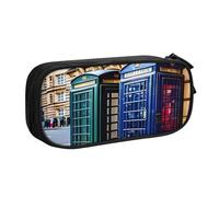 EdsfFehs Cassa britannica della cassa della chiusura lampo di doppio strato della stampa della cabina telefonica di grande capacità, multi scomparto portatile, Nero , Taglia unica, Set di zaini per la