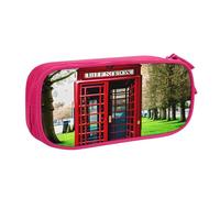 EdsfFehs Cassa britannica della cassa della chiusura lampo di doppio strato della stampa della cabina telefonica di grande capacità, multi scomparto portatile, rosa, Taglia unica, Set di zaini per la