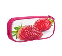 EdsfFehs Cassa della matita della chiusura lampo di doppio strato della stampa della fragola di grande capacità, multi scomparto portatile, rosa, Taglia unica, Set di zaini per la scuola