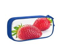 EdsfFehs Cassa della matita della chiusura lampo di doppio strato della stampa della fragola di grande capacità, multi scomparto portatile, Blu, Taglia unica, Set di zaini per la scuola