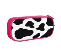 EdsfFehs Cassa di matita della chiusura lampo di doppio strato della stampa del punto della mucca di grande capacità, multi portatile, rosa, Taglia unica, Set di zaini per la scuola