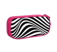 EdsfFehs Cassa di matita della chiusura lampo di doppio strato della stampa della banda dell'onda di grande capacità, multi portatile, rosa, Taglia unica, Set di zaini per la scuola