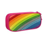 EdsfFehs Cassa di matita della chiusura lampo di doppio strato della stampa della banda di colore dell'arcobaleno di grande capacità, multi, rosa, Taglia unica, Set di zaini per la scuola