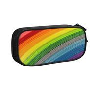 EdsfFehs Cassa di matita della chiusura lampo di doppio strato della stampa della banda di colore dell'arcobaleno di grande capacità, multi, Nero , Taglia unica, Set di zaini per la scuola