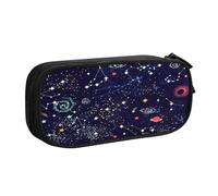 EdsfFehs Cassa di matita della chiusura lampo di doppio strato della stampa della mappa della costellazione della stella di grande capacità, portatile multi, Nero , Taglia unica, Set di zaini per la
