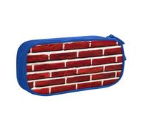 EdsfFehs Cassa di matita della chiusura lampo di doppio strato della stampa della pietra rossa del mattone di grande capacità, multi portatile del, Blu, Taglia unica, Set di zaini per la scuola