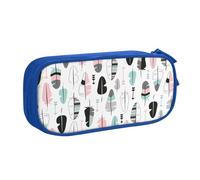 EdsfFehs Cassa di matita della chiusura lampo di doppio strato della stampa della piuma di grande capacità, multi portatile, Blu, Taglia unica, Set di zaini per la scuola