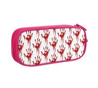 EdsfFehs Cassa di matita della chiusura lampo di doppio strato della stampa delle impronte di insanguinate di grande capacità, multi portatile, rosa, Taglia unica, Set di zaini per la scuola
