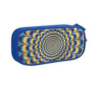 EdsfFehs Cassa di matita della chiusura lampo di doppio strato della stampa di GIF di illusione ottica di spirale di grande capacità, multi portatile del compar, Blu, Taglia unica, Set di zaini per la