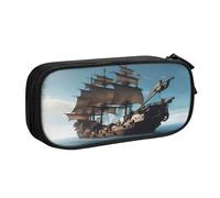 EdsfFehs Cassa fresca della matita della chiusura lampo di doppio strato della stampa della nave dei pirati di grande capacità, multi portatile del, Nero , Taglia unica, Set di zaini per la scuola