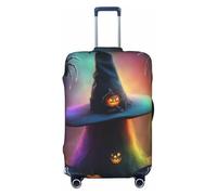 EdsfFehs Copertura per bagagli con fantasma arcobaleno di Halloween, cappello da strega, ragni 1, alla moda, lavabile, resistente ai graffi, Nero , S