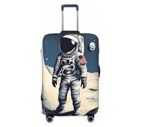 EdsfFehs Copertura per bagagli con stampa astronauta sulla luna, alla moda, lavabile, resistente ai graffi, Nero , L