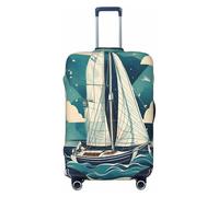 EdsfFehs Copertura per bagagli con stampa di barca a vela, protezione per valigie alla moda, lavabile, resistente ai graffi, Nero , L