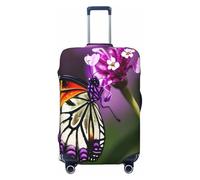 EdsfFehs Copertura per bagagli con stampa di farfalle viola prugna, alla moda, lavabile, resistente ai graffi, Nero , L