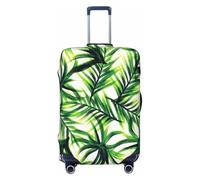 EdsfFehs Copertura per bagagli con stampa di foglie verdi e palme, alla moda, lavabile, resistente ai graffi, Nero , XL