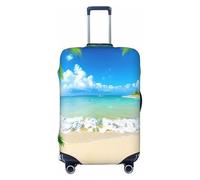 EdsfFehs Copertura per bagagli con stampa di stelle marine, spiaggia, palme, alla moda, lavabile, resistente ai graffi, Nero , L