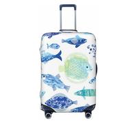 EdsfFehs Copertura per bagagli con stampa di vita oceanica, protezione per valigie alla moda, lavabile, resistente ai graffi, Nero , L