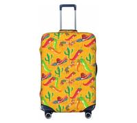 EdsfFehs Copertura per valigia con cappello di cactus e peperoncino, lavabile, leggera, alla moda per una facile identificazione, Nero , M