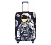 EdsfFehs Copertura per valigia con stampa astronauta sulla luna, lavabile, leggera, alla moda per una facile identificazione, Nero , S