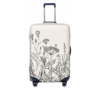 EdsfFehs Copertura per valigia con stampa botanica con erbe floreali, lavabile, leggera, alla moda per una facile identificazione, Nero , XL