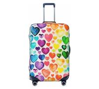 EdsfFehs Copertura per valigia con stampa di cuori arcobaleno, lavabile, leggera, alla moda per una facile identificazione, Nero , XL
