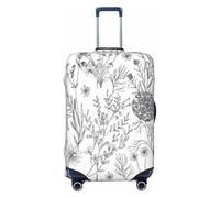 EdsfFehs Copertura per valigia con stampa di erbe e piante erbacee, lavabile, leggera, alla moda per una facile identificazione, Nero , S