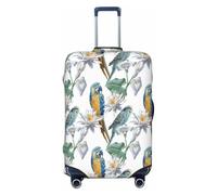 EdsfFehs Copertura per valigia con stampa di pappagalli sui rami, lavabile, leggera, alla moda per una facile identificazione, Nero , M