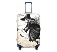 EdsfFehs Copertura per valigia con stampa di strega di Halloween, lavabile, leggera, alla moda per una facile identificazione, Nero , L