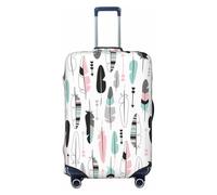 EdsfFehs Copertura per valigia con stampa piuma, lavabile, leggera, alla moda per una facile identificazione, Nero , S