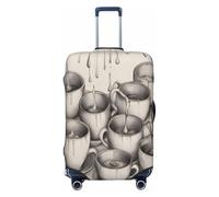 EdsfFehs Coprimaterasso con stampa di teiere e tazze disegnate a mano, alla moda, lavabile, resistente ai graffi, Nero , L