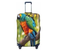 EdsfFehs Fantastica copertura per valigia con stampa di piume di pappagallo, lavabile, leggera, alla moda per una facile identificazione, Nero , L