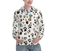 EdsfFehs Felpa con cappuccio con stampa di ossa e zampe delle donne alla moda, felpa con cappuccio a maniche lunghe con coulisse, Nero , L