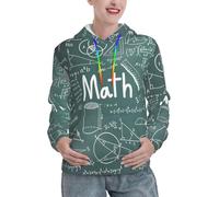 EdsfFehs Felpa con cappuccio con stampa di parole di formule e forme di teoria delle lezioni di matematica, felpa con cappuccio a maniche lunghe con coulisse, Nero , L