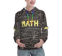 EdsfFehs Felpa con cappuccio con stampa matematica della scuola delle donne alla moda, felpa con cappuccio a maniche lunghe con coulisse, Nero , XXL
