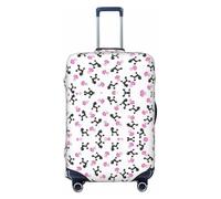 EdsfFehs Girly - Copertura per valigia con stampa di bottiglia di profumo e barboncino, lavabile, leggera, alla moda per una facile identificazione, Nero , L