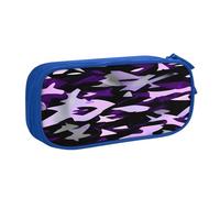 EdsfFehs Grande capacità American Camouflage stampa viola doppio strato Zipper Pencil Case, multi scomparto portatile, Blu, Taglia unica, Set di zaini per la scuola