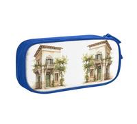 EdsfFehs Grande capacità antico edificio con ramo di ulivo romano e stampa greca doppio strato cerniera astuccio portamatite, multi scomparto portatile, Blu, Taglia unica, Set di zaini per la scuola