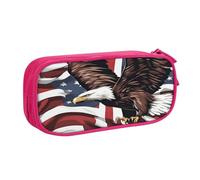 EdsfFehs Grande capacità Aquila con stampa bandiera USA doppio strato cerniera matita caso, multi scomparto portatile, rosa, Taglia unica, Set di zaini per la scuola