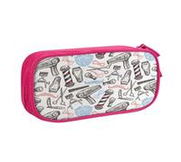 EdsfFehs Grande capacità barbiere forniture modello stampa doppio strato cerniera matita caso, multi scomparto portatile, rosa, Taglia unica, Set di zaini per la scuola
