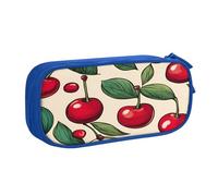 EdsfFehs Grande capacità bella ciliegia rossa 2 stampa doppio strato cerniera matita caso, multi scomparto portatile, Blu, Taglia unica, Set di zaini per la scuola