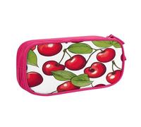 EdsfFehs Grande capacità bella ciliegia rossa 3 stampa doppio strato cerniera matita caso, multi scomparto portatile, rosa, Taglia unica, Set di zaini per la scuola