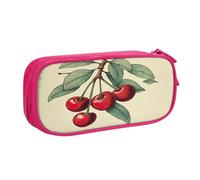 EdsfFehs Grande capacità bella ciliegia rossa stampa doppio strato cerniera matita caso, multi scomparto portatile, rosa, Taglia unica, Set di zaini per la scuola