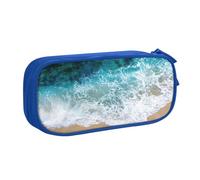 EdsfFehs Grande capacità bella Ocean Waves stampa doppio strato cerniera matita caso, multi scomparto portatile, Blu, Taglia unica, Set di zaini per la scuola