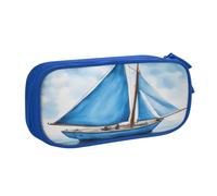 EdsfFehs Grande capacità blu barca a vela stampa doppio strato cerniera matita caso, multi scomparto portatile, Blu, Taglia unica, Set di zaini per la scuola