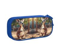 EdsfFehs Grande capacità divertente cartone animato canguro zoo (2) stampa doppio strato cerniera matita caso, multi scomparto portatile, Blu, Taglia unica, Set di zaini per la scuola