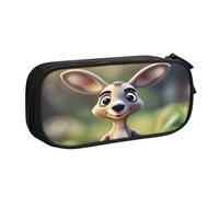 EdsfFehs Grande capacità divertente cartone animato Kangaroo Zoo (1) stampa doppio strato cerniera matita caso, multi scomparto portatile, Nero , Taglia unica, Set di zaini per la scuola